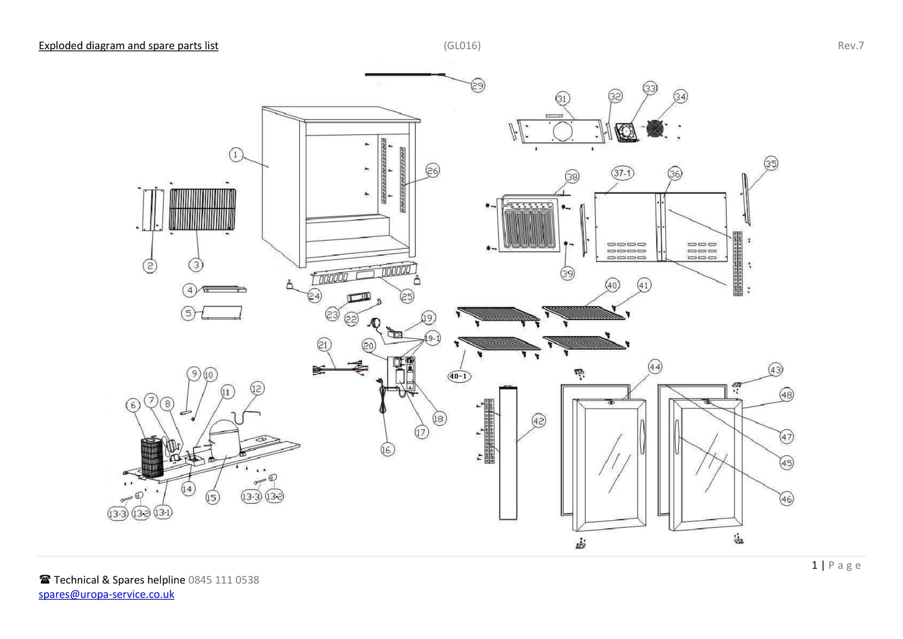 GL016 exploded diagram page