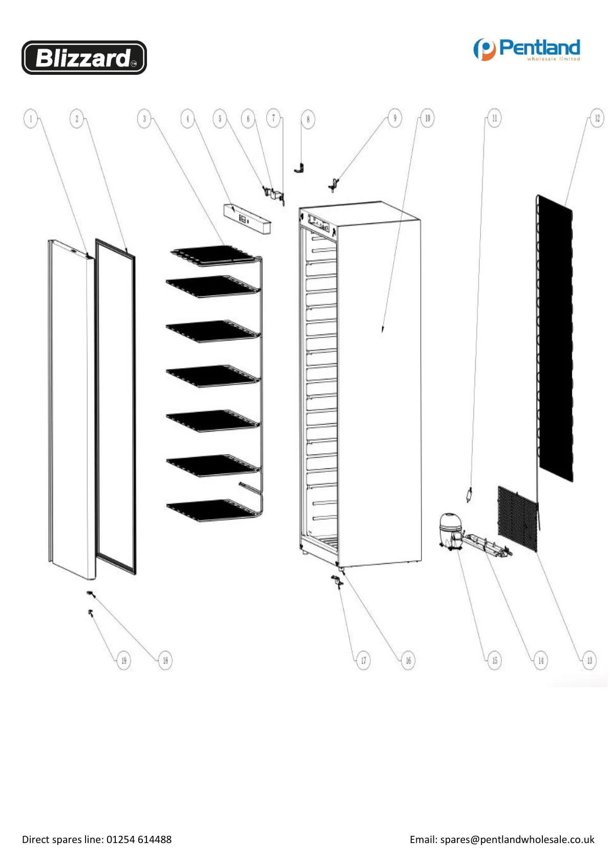 Blizzard LS60 exploded parts diagram showing door gasket item 2