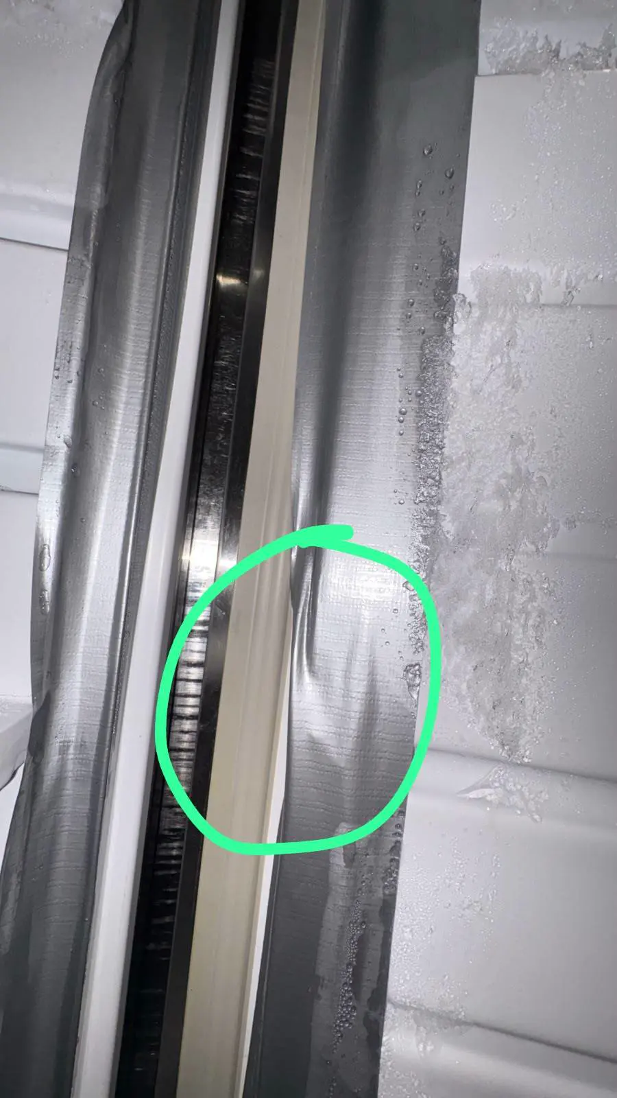 Close-up of LS60 cabinet edge and door seal contact area