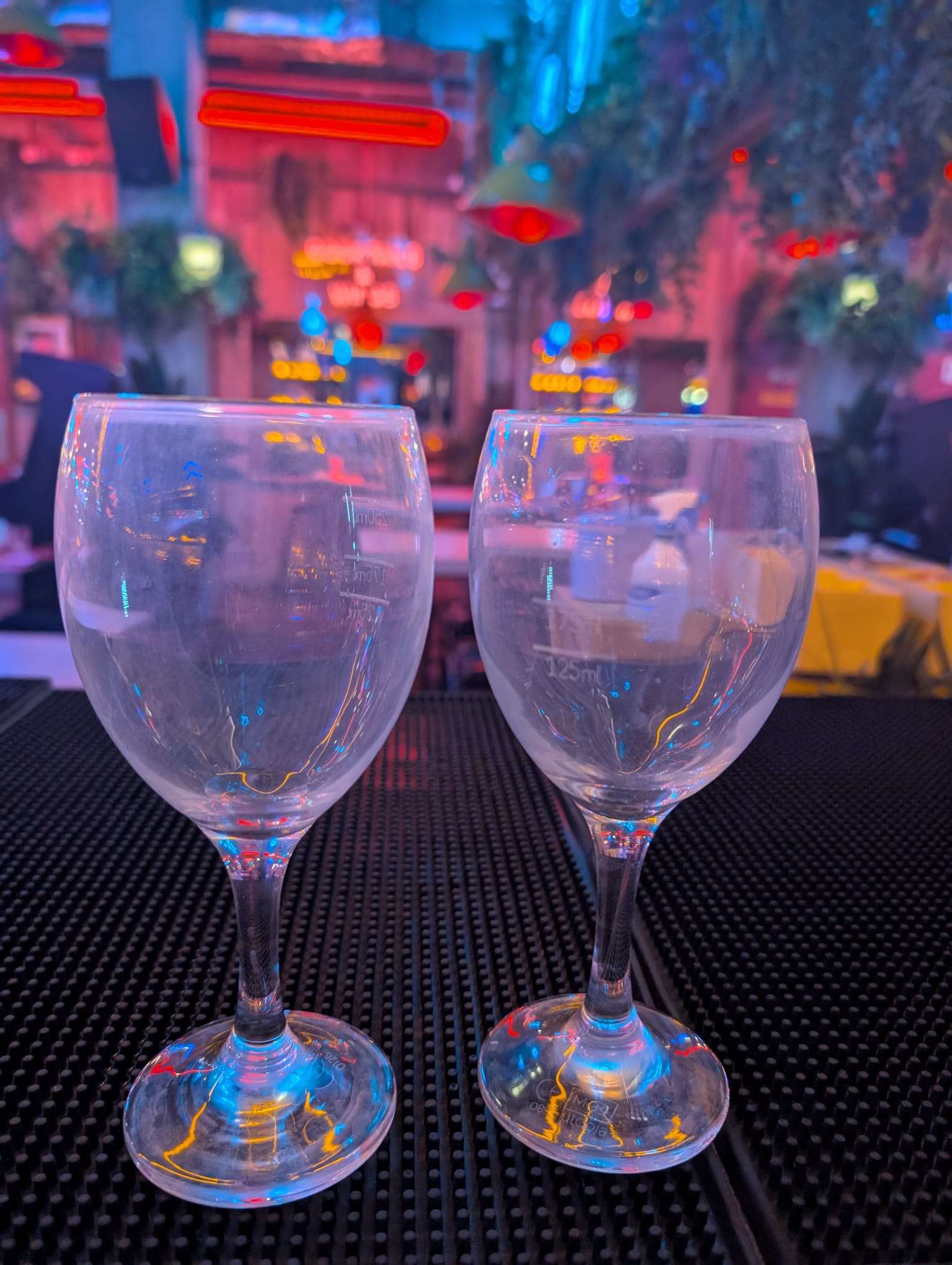 Cloudy wine glasses after washing at Bunk Leicester
