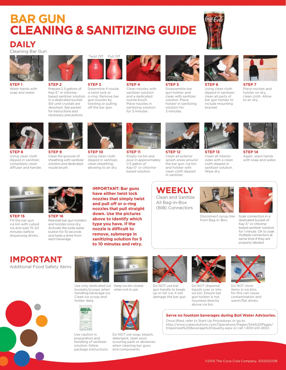 Coca-Cola bar gun cleaning and sanitising guide