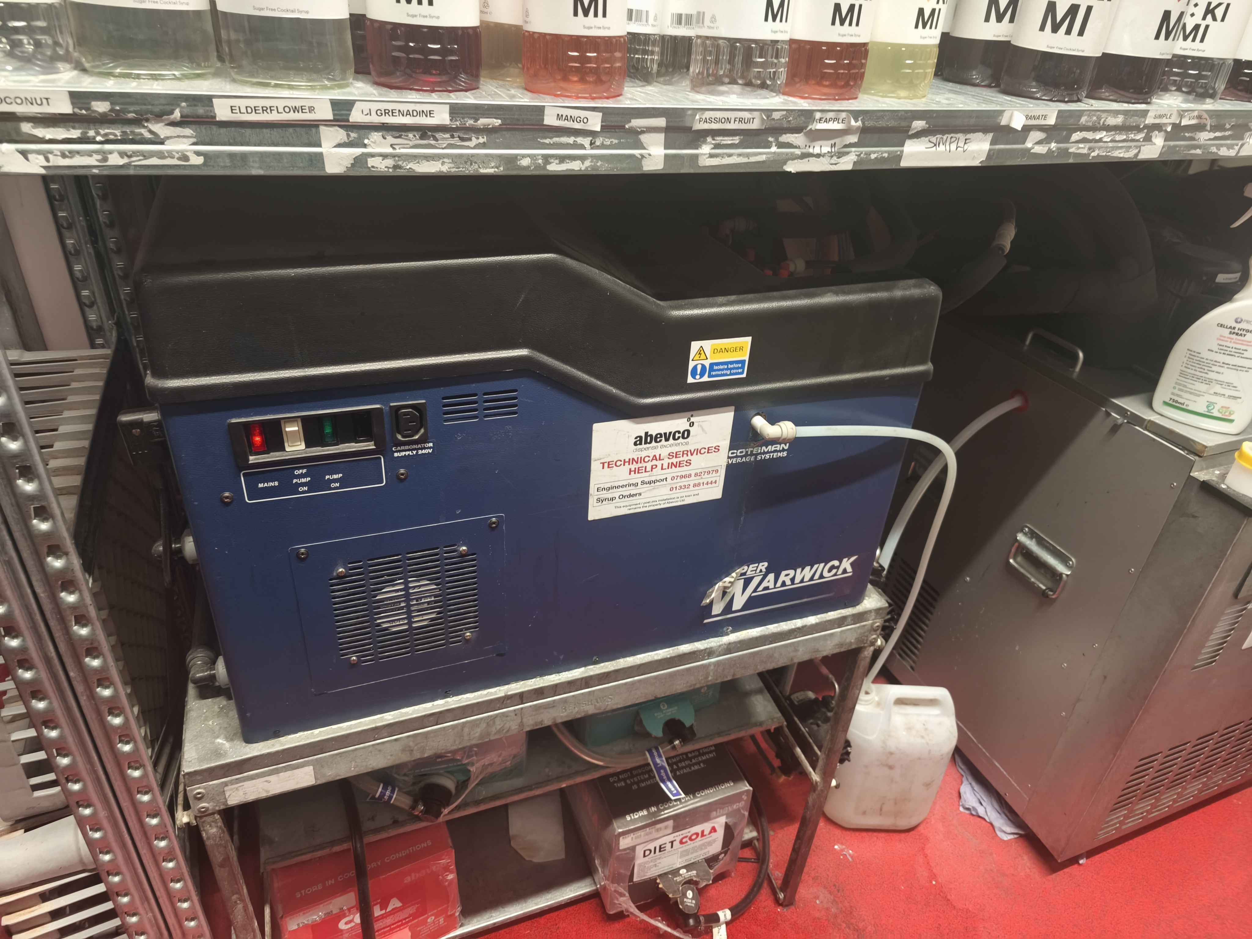 CO2 regulator bank beside postmix equipment